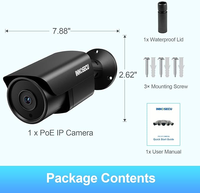 Bullet PoE Camera 5MP, Outdoor Waterproof IP67 Security Camera, Built-in Microphne/Audio, IR Night Vision 100ft, AI Human/Vehicle Detection, 2.8mm Lens Wide Angle 110°, INB5GR37E-B (Black)