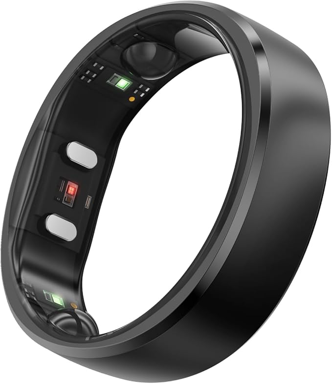 RingConn Gen 2, Worldâs First Smart Ring with Sleep Apnea Monitoring, No APP Subscription, 12-Day Battery Life, Stress/Heart Rate/Women's Health Tracker, Android & iOS Compatible (Black, Size 7)