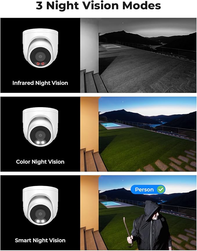 H.VIEW 16 Channel NVR PoE Security Camera System Wired, 8MP 4K 16CH Commercial NVR 4TB, Smart AI Color Night, 16x 8MP Outdoor Audio IP Cameras, 16x Network Cables, CCTV for Businesses Home
