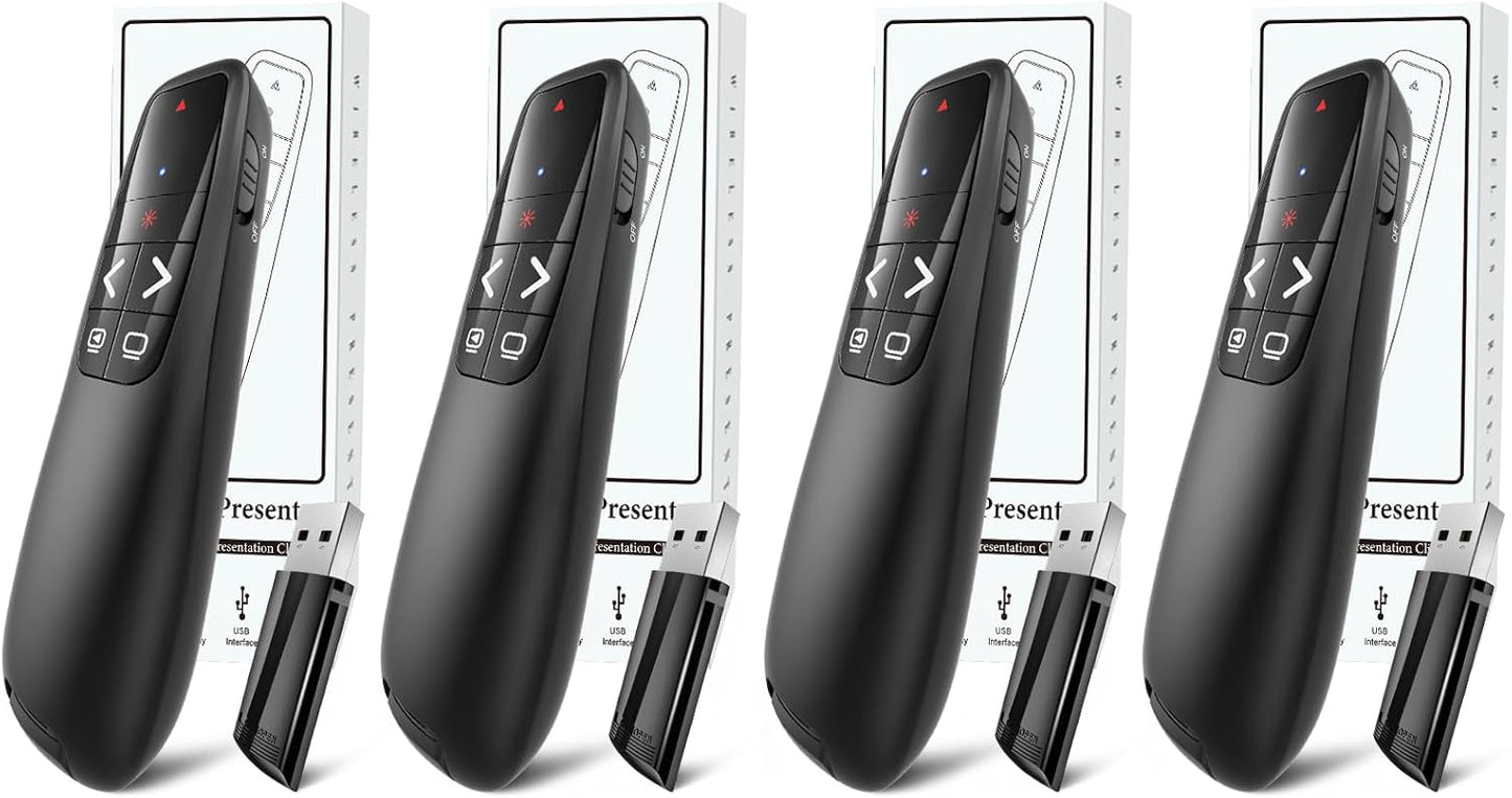 (4 Units) Wireless Presenter Remote, Clicker for Laptop PowerPoint Presentations Pointer, RF Computer Clicker for Presentations Remote, Slideshow/Smartboard/College/Classroom/PPT Clicker