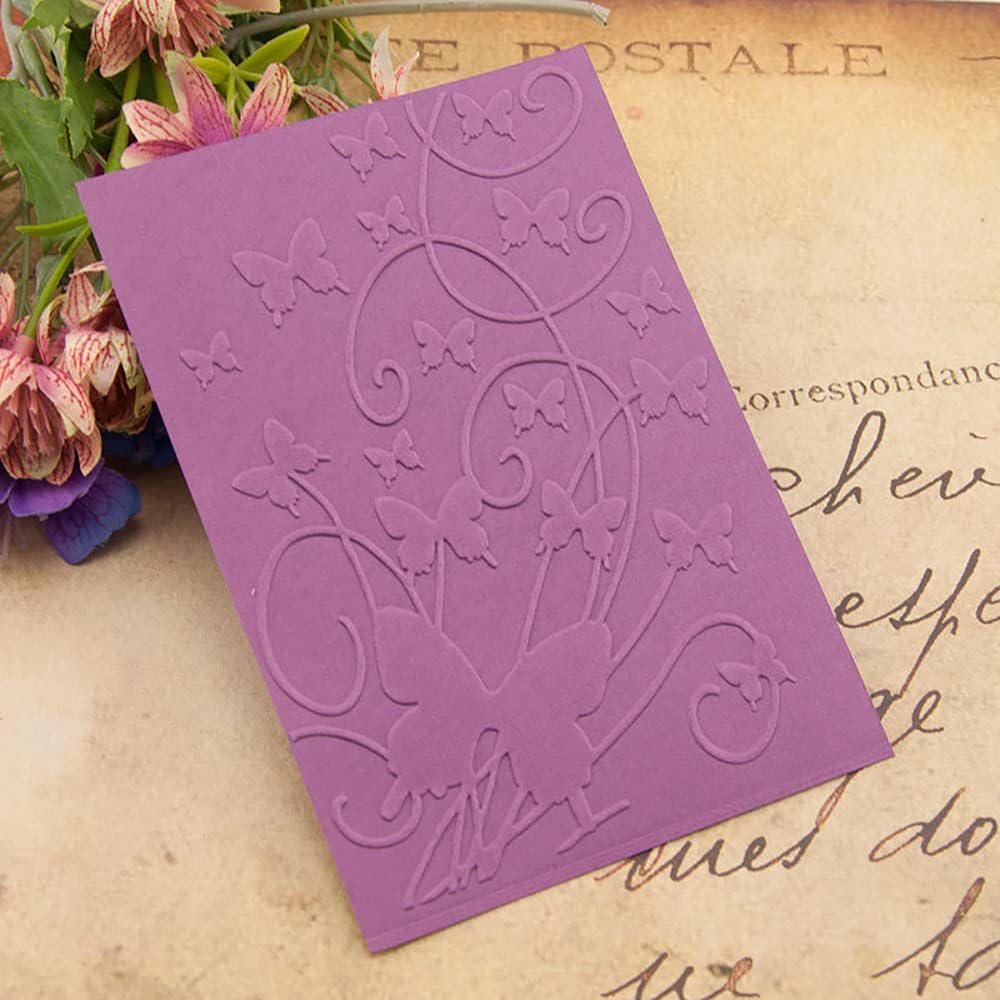 4Pcs Flower Butterfly Plastic Embossing Folder Dandelion DIY Craft Template Molds Stencils Scrapbook Paper Cards Photo Album Making Tool Embossing Folders Handmade Art Craft Supplies Decorating Mold