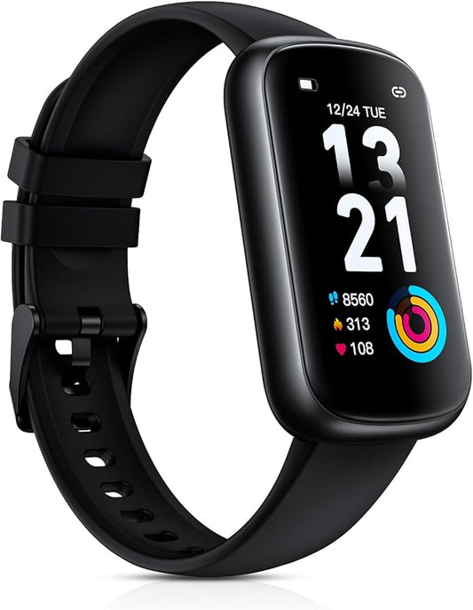 Fitness Tracker Smart Watch, 1.47" Full Touch Health Tracker with 24/7 Heart Rate & Blood Oxygen Monitor, Sleep Tracker, 3ATM Waterproof Step Tracker Activity Tracker for Women Men, Deep Black