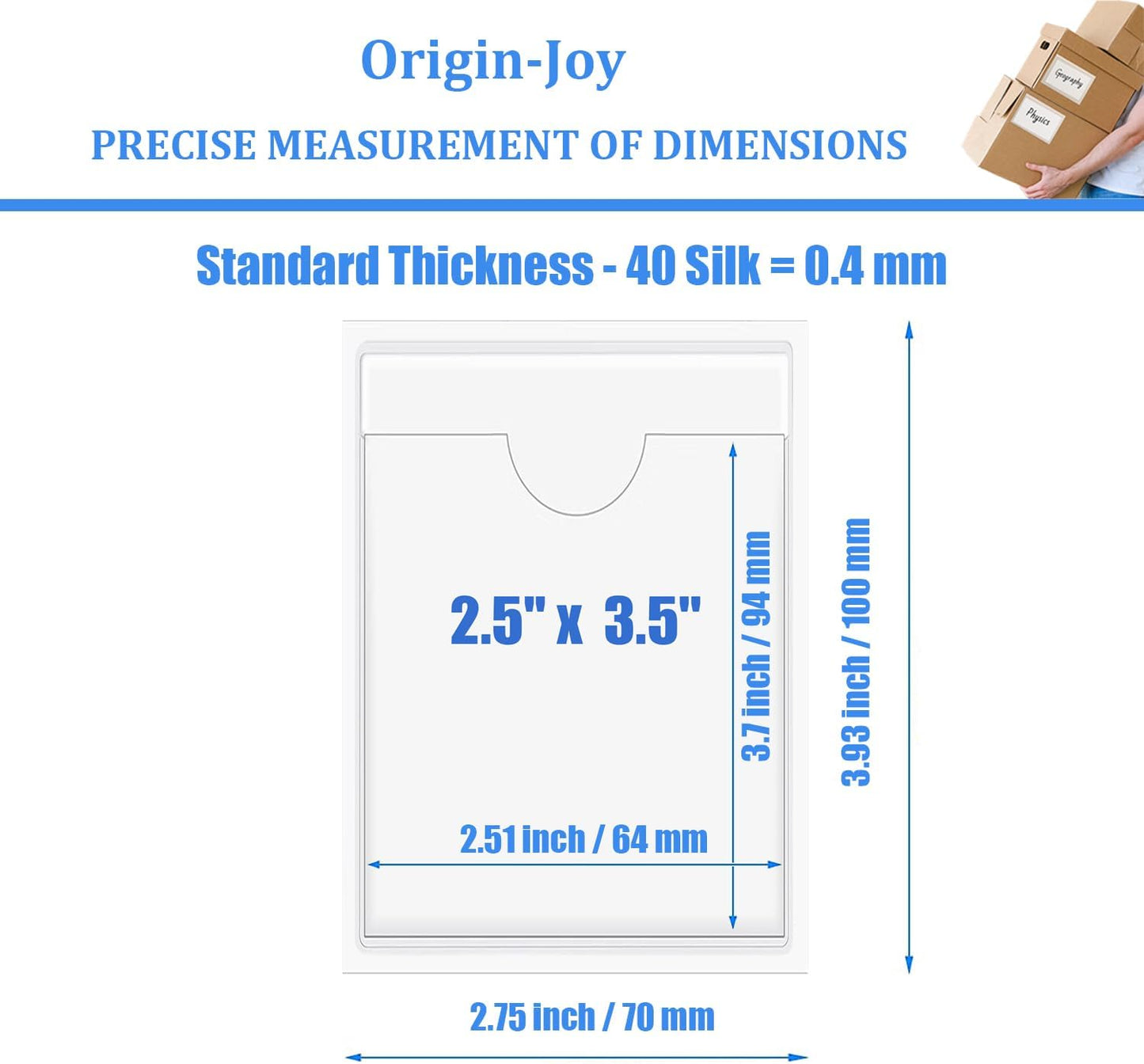 Origin-Joy 35 PCS Self Adhesive Index Card Pockets with Top Open, Clear Plastic Label Holder for Notes, Library and Business, Adhesive Label Pockets & Holder (2.5 x 3.5 inch)