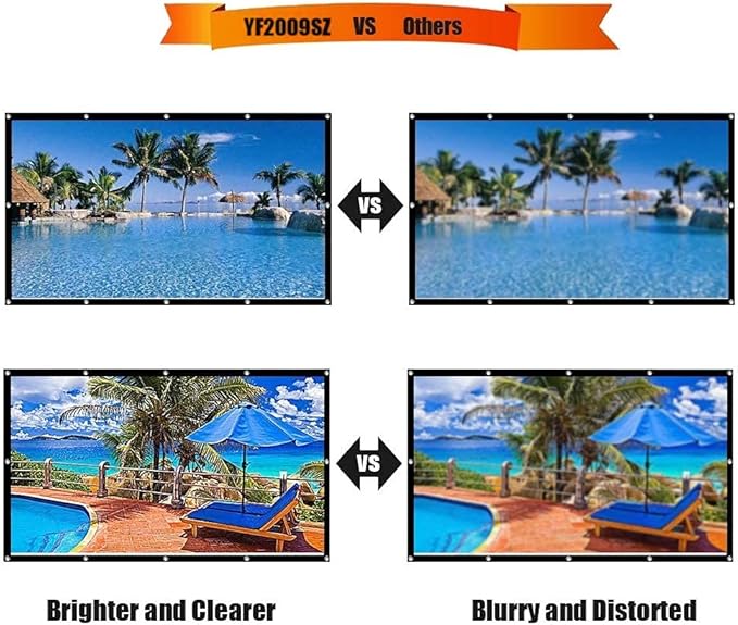 200 Inch Portable Projector Screen Outdoor, YF2009SZ 16:9 Foldable HD Large Thick Canvas Movie Screen for Home Theater Office Presentation Outside Camping Party