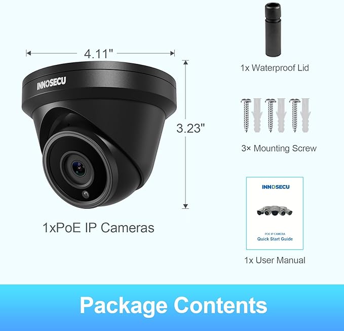 5MP IP PoE Camera, Security Dome Surveillance Camera Outdoor Indoor, 2.8mm Lens Wide Angle 110°, Night Vision 100ft, Built-in Mic, Smart Human/Vehicle Detection, IND5GR93A-B (Black)