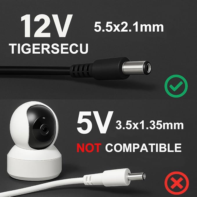 TIGERSECU Security Camera Power Adapter with 9-Way Power Splitter, 12V 5A 100V-240V 2.1x5.5mm Power Supply, Compatible with Lorex, Samsung, Q-See, Night Owl, Swann, Annke IP and BNC Cameras
