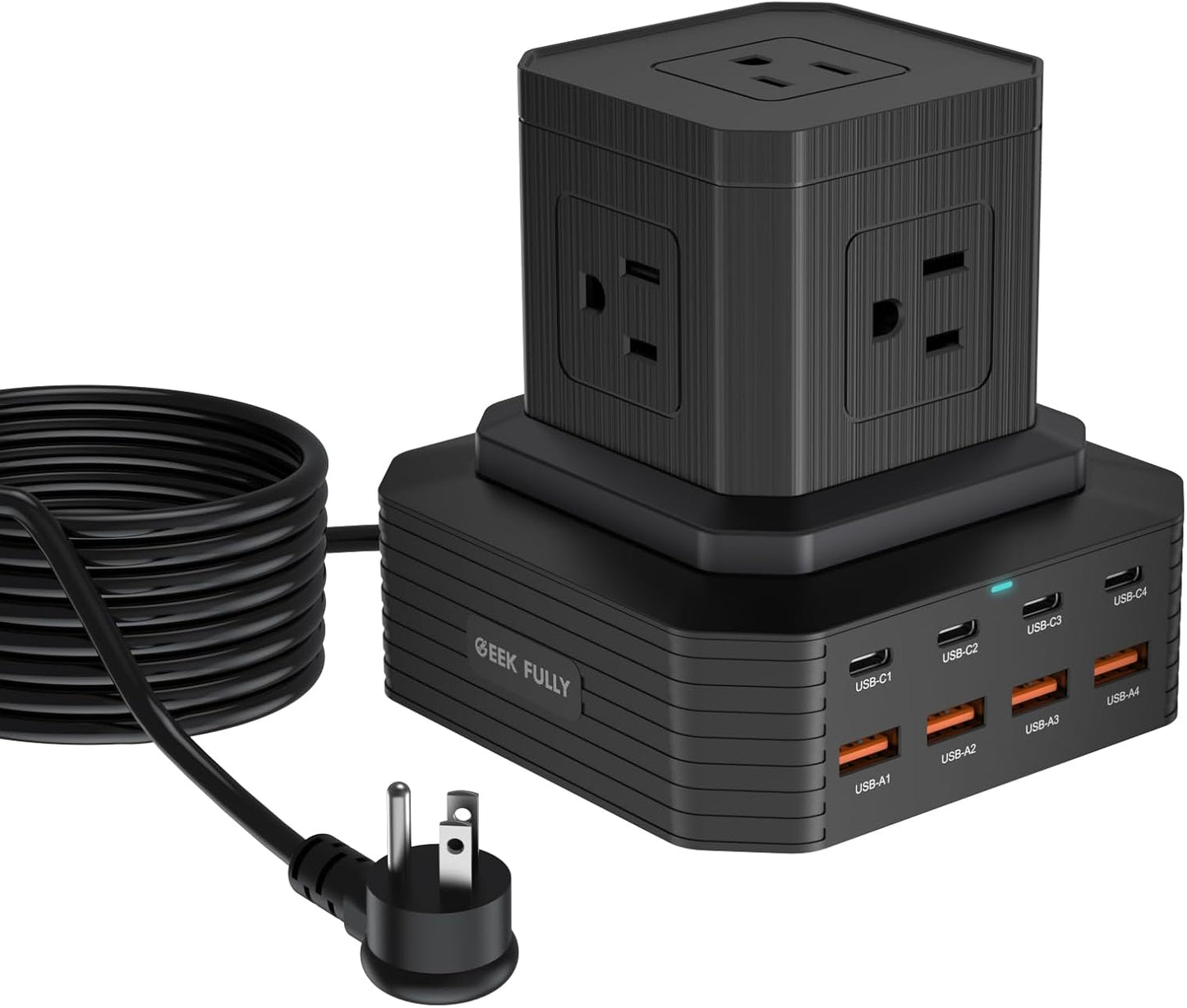 100W USB C Charging Station 13-in-1 Surge Protector Power Strip with 4 PD USB-C & 4 USB-A Ports, Adapt to MacBook Pro/Air, iPhone 15/14, iPad, and Multi-Device Office and Home Chargers