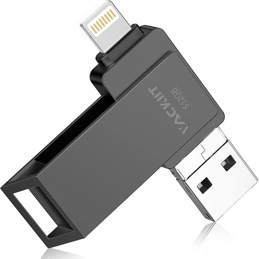 MFi Certified 512GB Flash Drives 3.0 High Speed 3ni1 USB Stick External Storage for iPhone/PC/iPad/Android/More Devices for Photos and Videos Transfer Storage Backup