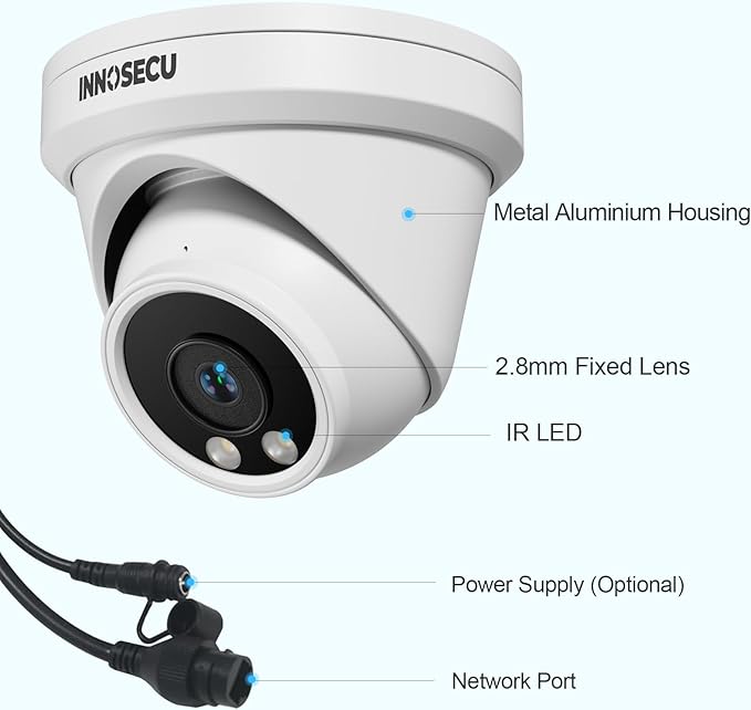 UltraHD 12MP PoE Camera Outdoor, Wired IP Dome Surveillance Security Camera, Built-in Mic/Audio, Fixed Lens 2.8mm Wide Angle 110°, Waterproof IP67, Human&Vehicle Detection, IND12LR97A