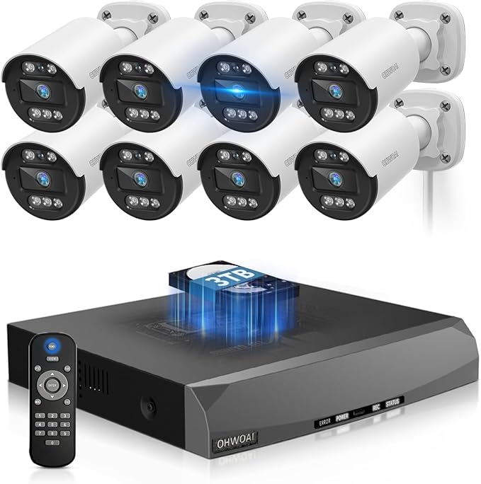 Two-Way Audio PoE Security Camera System Outdoor, 5MP Wired Cameras with 4K 8CH NVR Systems, Home Surveillance Video DVR Kits
