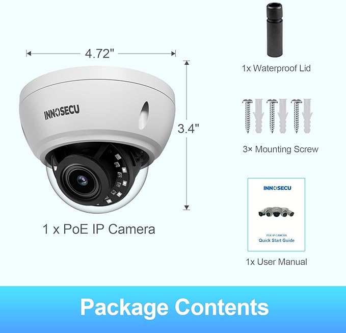 AI 8MP PoE Camera, Wired IP Vandal-Proof Dome Security Surveillance Camera, Waterproof IP67, Face Detection, Human&Vehicle Detection, 2.8mm 110°, Built-in Mic, No PT Supported, IND8BR56A
