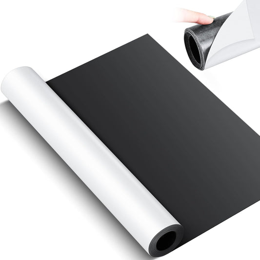 12 Inch x 5 ft x 30mil Extra Large Adhesive Magnetic Sheet Roll Not Printable Adhesive Backing Cut and Customize Flexible Sheets Blank White Surface Magnetic Sign for Craft Photo Craft