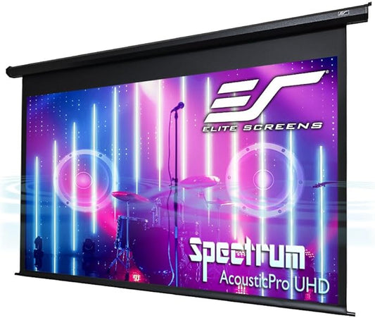 Elite Screens Spectrum AcousticPro UHD 115-inch Motorized Projector Screen Electric Projection Screen 16:9, 4K Moiré-Free Sound Transparent Perforated Weave 4K Ready Drop Down Projector Screen
