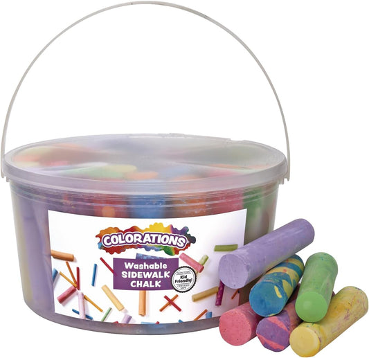 Colorations Sidewalk Chalk â 50pc 4â x 1â Washable, Bright Colored Chalk Set â Fun Kid Art Colors & Patterns â Draw on Classroom Chalkboard or Outdoor Playground â Jumbo Bulk