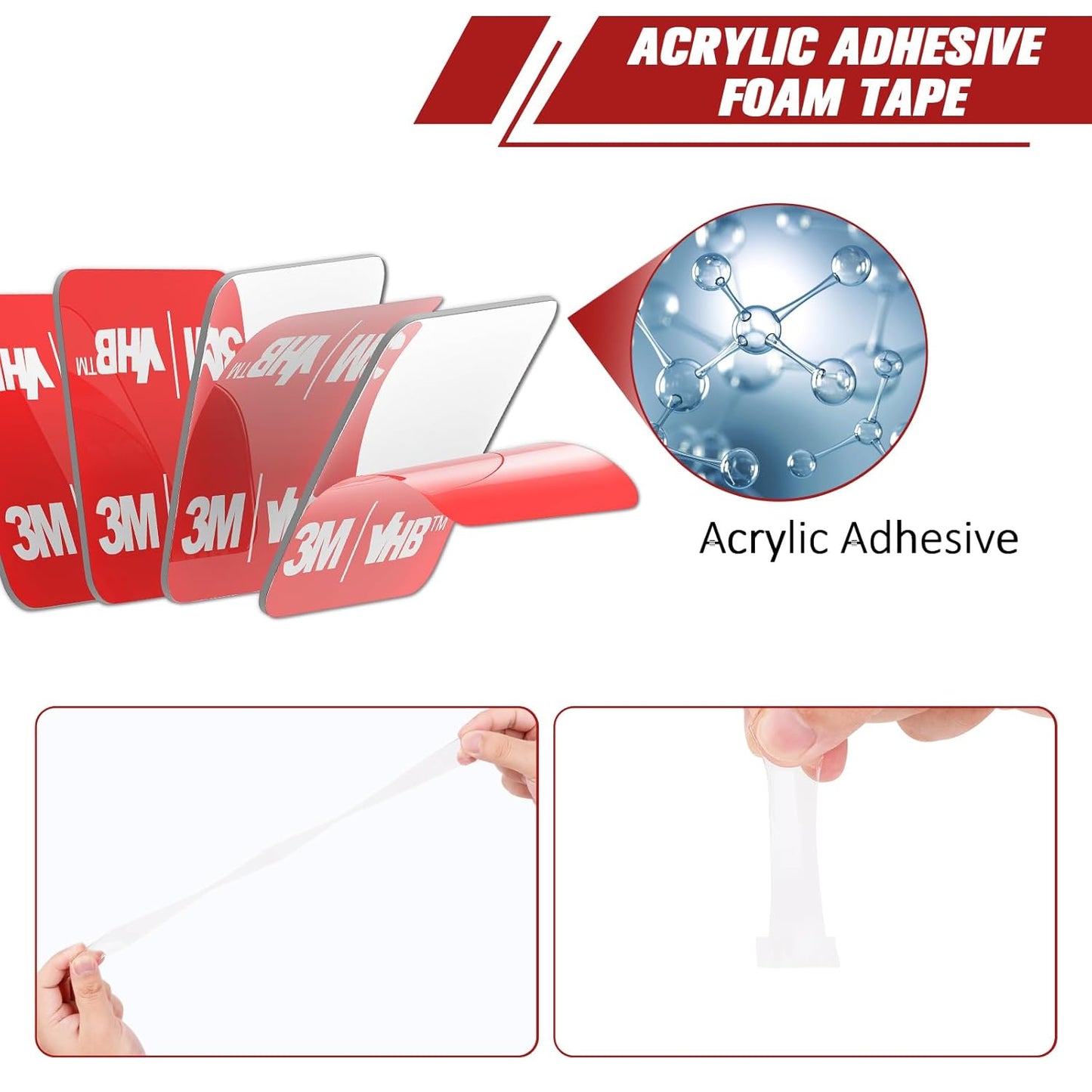 3M Double Sided Adhesive Dots Heavy Duty VHB 2" Diameter 0.02in Thick 40 PCS Clear 4905 Round Sticky Mounting Strong Adhesive Waterproof Foam Tape for Home Office Car Deco
