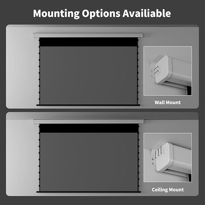 QuadraArc Motorized Projector Screen, Gray Crystal 4K Electric Drop Down Screen, Wall & Ceiling Mount, Compatible with ST/LT Projectors up to 1600 ANSI Lumens 100"