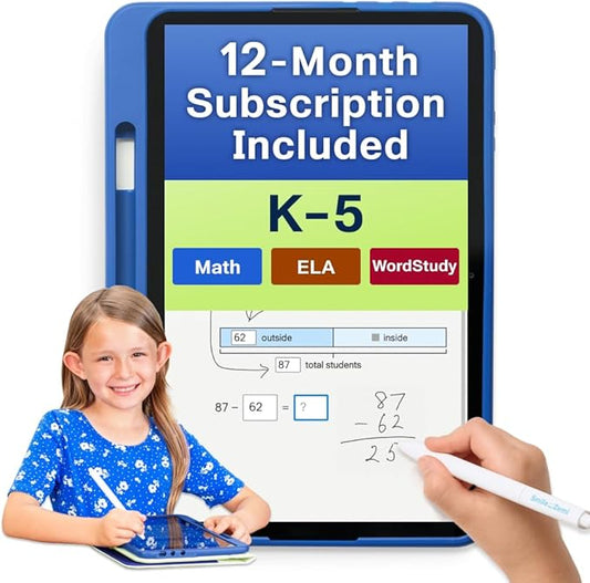 Dedicated Learning Tablet | Personalized Independent Study, 12-Month Subscription Included, Access All K–5 Lessons Math & ELA | No Browser, Games or Ads | 10.1” Display, Pen & Cover(Green)