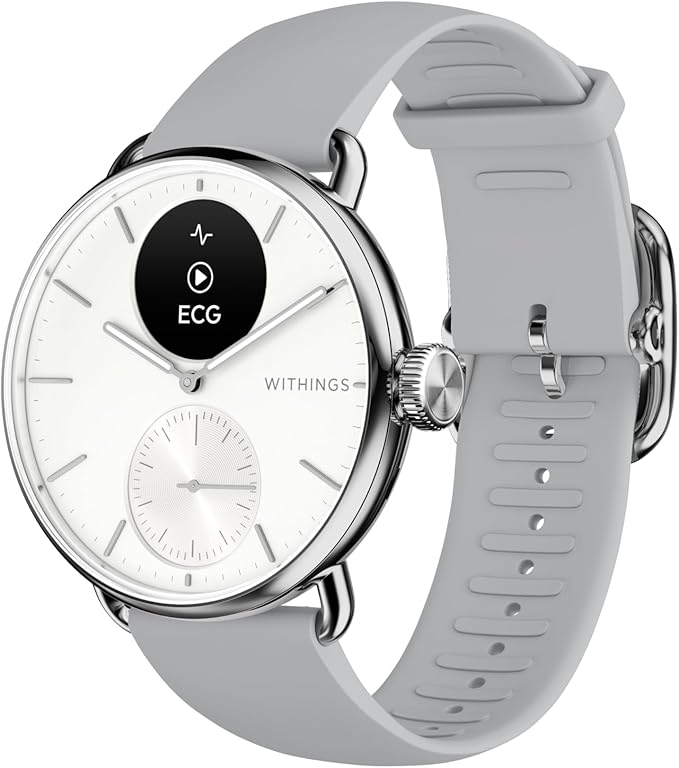 WITHINGS ScanWatch 2 - Hybrid Smart Watch, Heart Rate Monitoring, Fitness Tracker, Cycle Tracker, Sleep Monitoring, GPS Tracker, 30-Day Battery Life, Android & Apple Compatible, HSA/FSA
