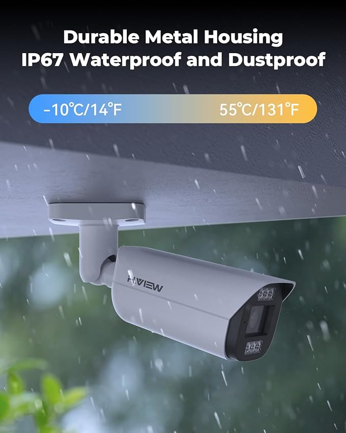 H.VIEW 32 Channel Security Camera System, 20pcs 8MP Wired IP Bullet PoE Cameras Outdoor, AI Human Detection, Built-in Mic, Remote Access, 4K 32CH NVR 8TB HDD for 24-7 Recording,Business CCTV
