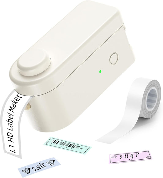Makeid L1 HD Label Maker Machine with Tape - Portable & Rechargeable Label Makers Compatible with 9 12 16mm Waterproof Tape - Mini Bluetooth Labeler for Organizing Office Home School - 300DPI