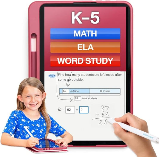 Dedicated Learning Tablet | Personalized Independent Study, Access All K–5 Lessons Math & ELA | No Browser, Games or Ads | 10.1” Display, Pen & Cover(Pink) | Subscription Required