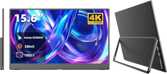 Portable Monitor, 4K UHD 15.6inch Lightweight Travel Monitor for Laptop Xbox PS5 MacBook, Ultra High Definition Laptop Screen Extender USB-C HDMI One-Click Connection