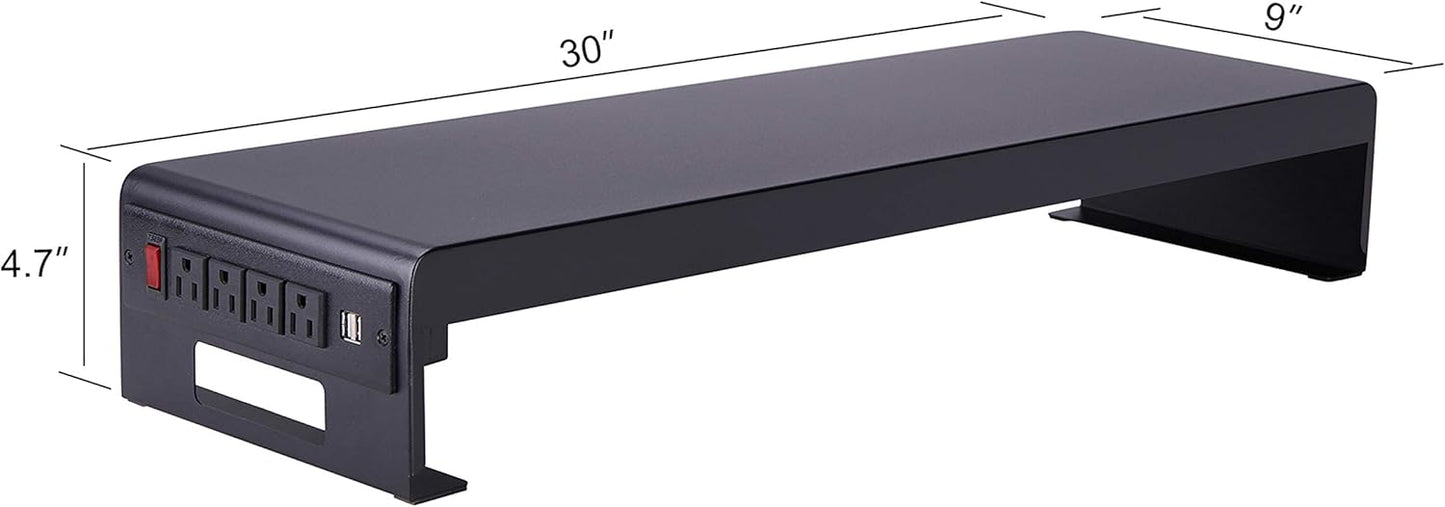 Rocelco 40" Large Height Adjustable Standing Desk Converter with Dual Monitor Stand BUNDLE - Quick Sit Stand Up Computer Workstation Riser - Retractable Keyboard Tray - Teak (R DADRT-40-DMS)