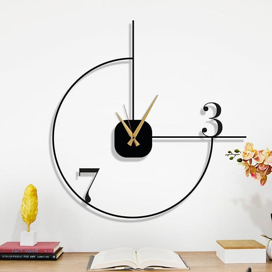 Minimalist Large Wall Clock 28-Inch – Black Metal, Silent Non-Ticking Quartz, Sleek Contemporary Design for Living Room, Dining Room, Office