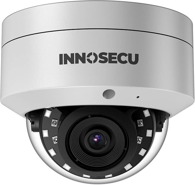 AI 8MP PoE Camera, Vandal-Proof Dome IP Security Camera Outdoor, Human and Vehicle Detection, Night Vision 100ft, 2.8mm Lens Wide Angle 110°, Built-in Mic, No PT Supported. IND8BR54A (White)