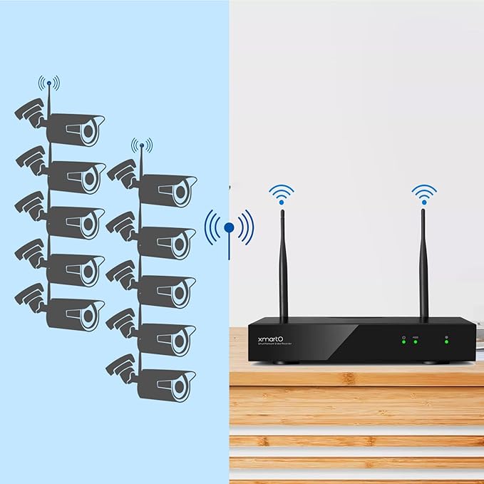 xmartO 10CH 4 Pcs Home Security Camera Kit, 2 * 2K HD Dome Camera and 2 * 2K 3MP Super HD WiFi Home Security Camera, 2-Way Audio, Night Vision, 24/7 Surveillance Camera, No Monthly Fee