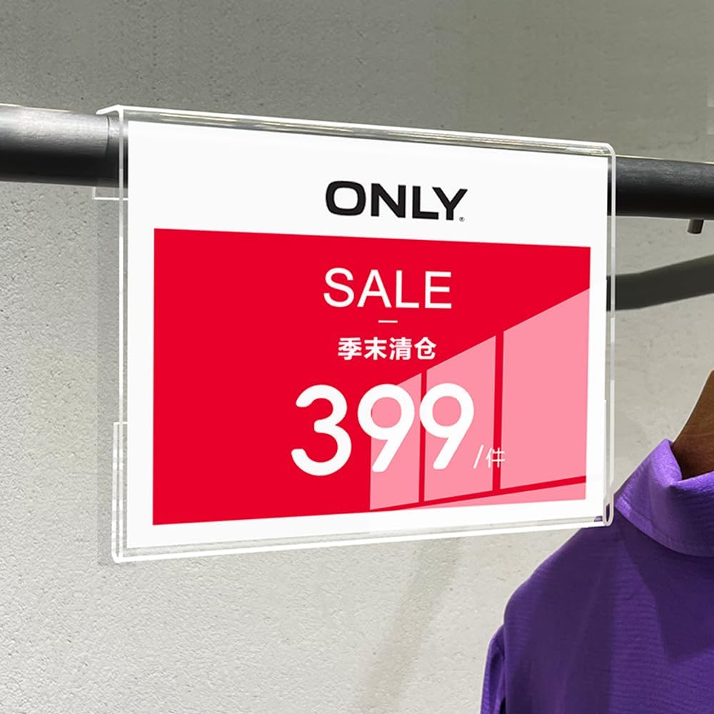 Acrylic Sign Holder Price Tag Displays Sign Holder Ads Display Stand for Retail Store Clothing Price (Horizontal A5 210×148mm/8.27×5.83inches)