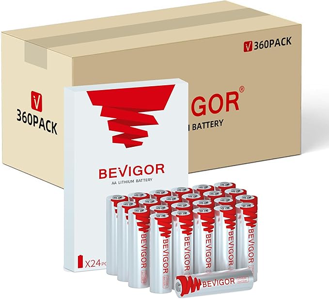 BEVIGOR Lithium AA Batteries, 360 Pack Lithium Iron Double A Battery Non-Rechargeable