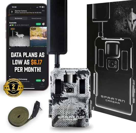 Spartan Camera GoLive2 4G LTE Trail Camera, 96°FOV Wide-Angle, Live Stream, Anti-Theft GPS, On-Demand Image & Video Capture, Real-time Updates, Built-in Lithium, Spartan Areus camo (1, AT&T)