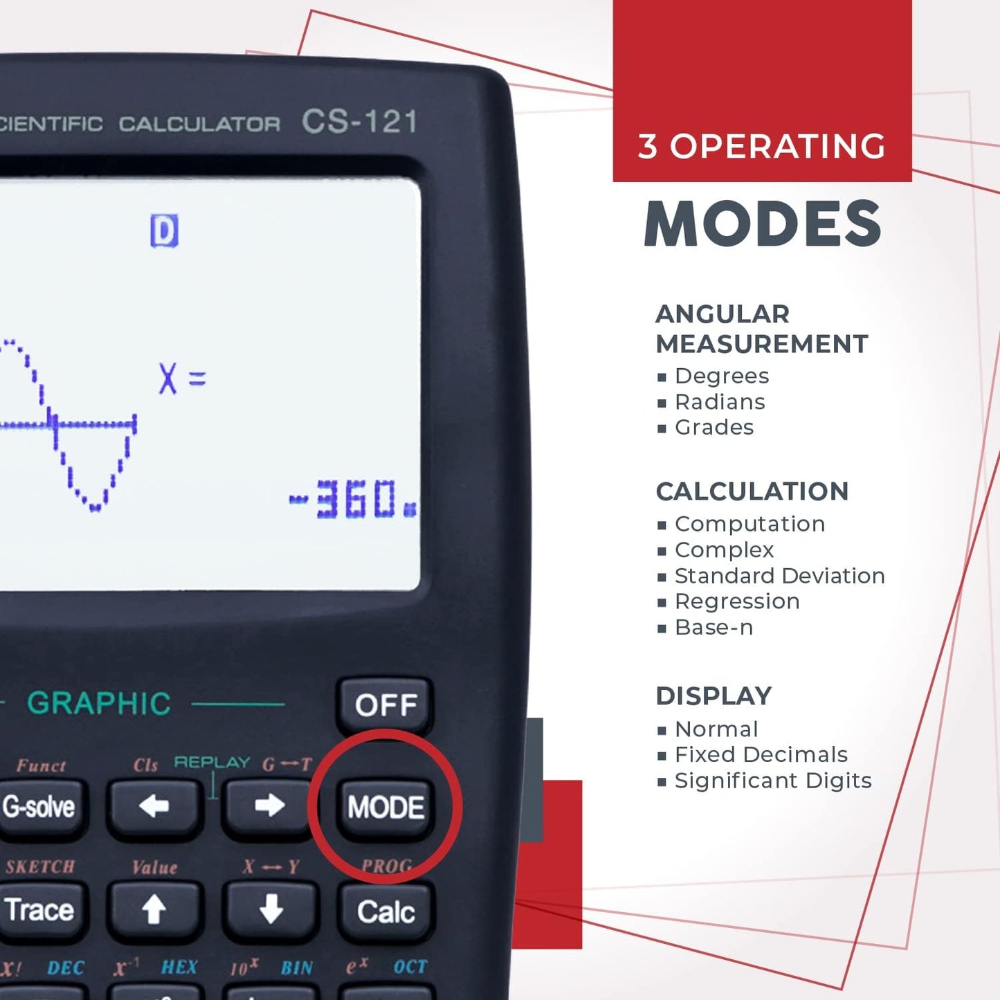 CATIGA Scientific Calculator with Graphic Functions, Multiple Modes with Intuitive Interface, Perfect for Beginner and Advanced Courses, High School or College, 2 Pack, CS-121
