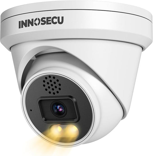 4MP IP PoE Camera, Turret Security Camera Outdoor, Waterproof IP67, Built-in Two-Way Audio, Smart Dual Light Color Night Vision, 2.8mm lens 110° Wide Angle, Human/Viehcle Detection, IND4FD97K