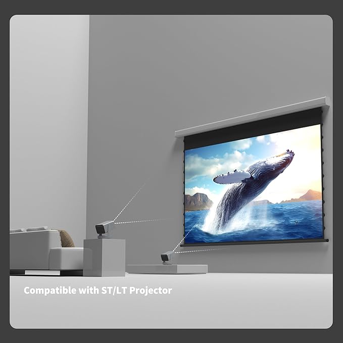 QuadraArc Motorized ALR Projector Screen, Black Crystal 4K Electric Drop Down Screen, Wall & Ceiling Mount, Compatible with 1800 ANSI Lumens ST/LT Projectors 120"