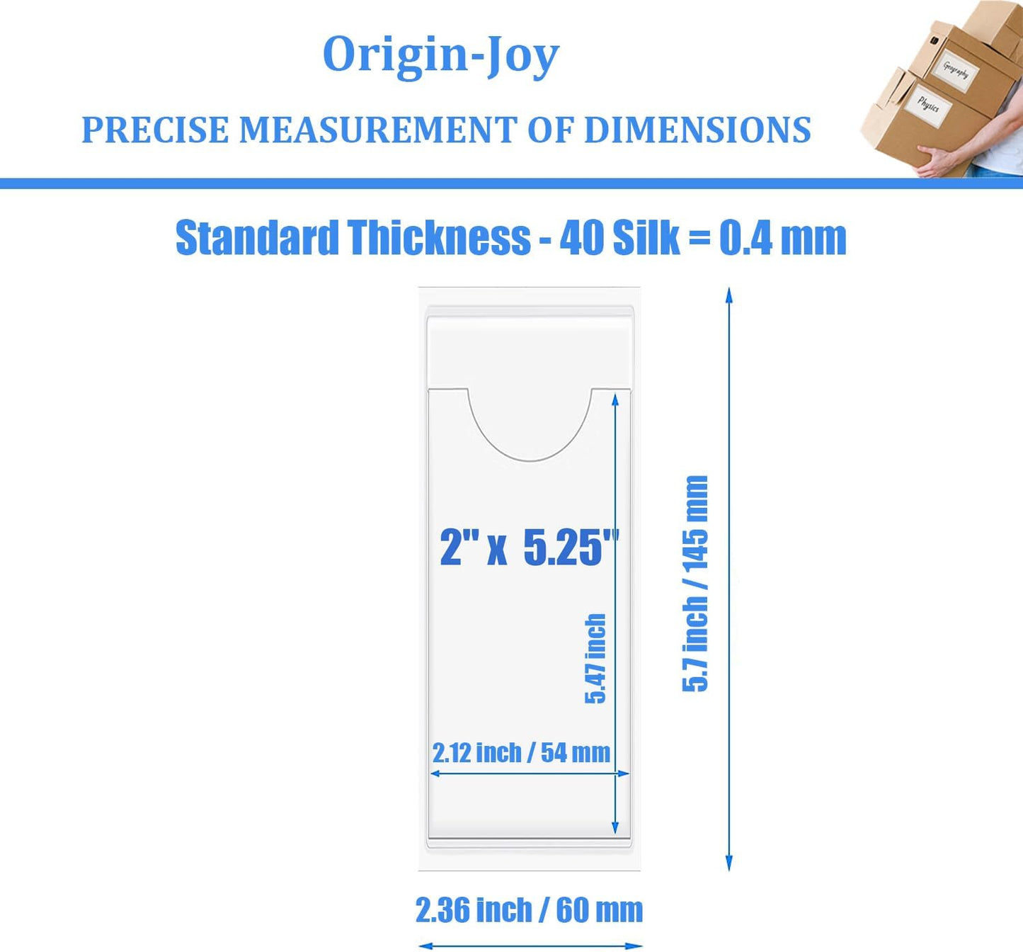 Origin-Joy 35 PCS Self Adhesive Index Card Pockets with Top Open, Clear Plastic Label Holder for Cards of Note, Library and Business, Adhesive Label Pockets & Card Holder (2 x 5.25 inch)