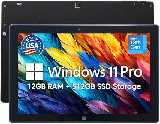 Fusion5 Built in USA 10.1” Windows 11 Professional Tablet PC FWIN232 PRO N5, 12GB RAM, 512GB SSD, Intel 13th Gen, Full HD Windows Tablet, USB C, HDMI - 2 Year Full Warranty with Accidental Damage