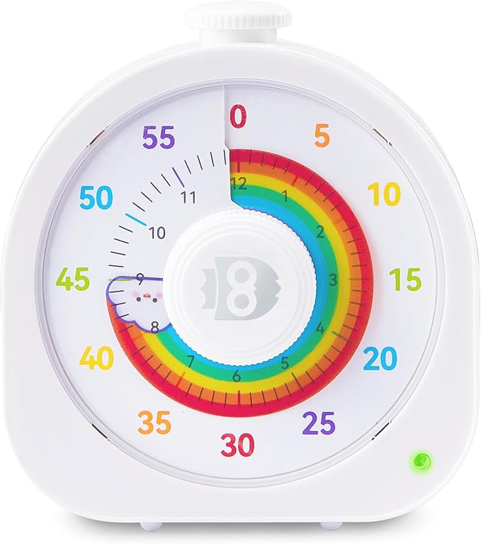 Visual Timer for Kids â 60min/12h Rainbow Magnetic Timer for Classroom, Rechargeable Silent Countdown Timer with Pomodoro Mode, ADHD Time Management Tool