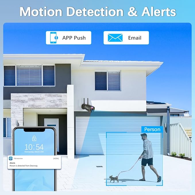 【90 Days Storage & 130° Wide Angle】 Wireless Security Camera System, Wireless Cameras for Home Security, Outdoor WiFi Video Surveillance DVR Kits