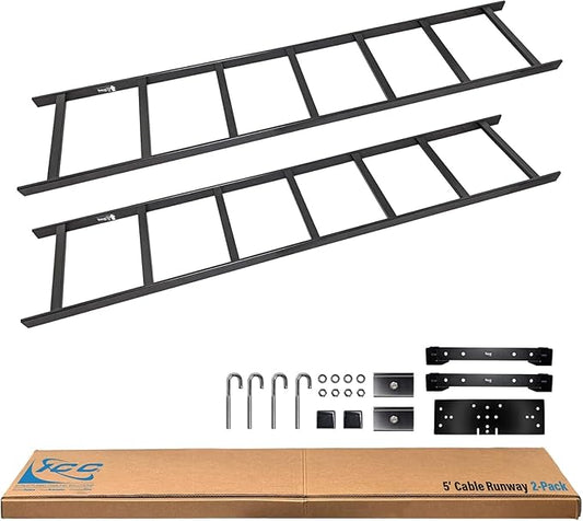 ICC Cable Runway Ladder Rack System – 16-Gauge Steel, Overhead Cable Management for Data Centers, Telecom Rooms, and IT Networks, Made in USA, Parent (5 FT, Rack-to-Wall Kit, 2 Pack)