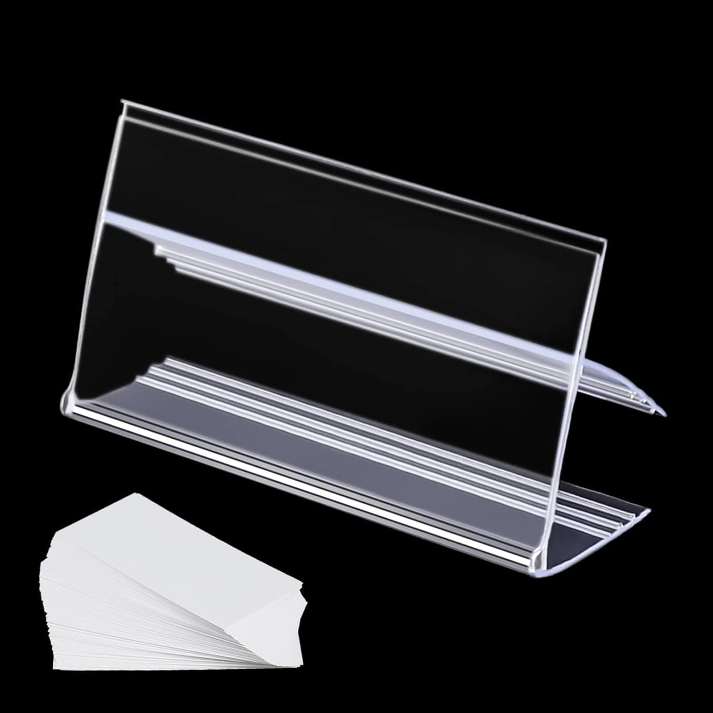 36pcs Wood Shelf Label Holder Plastic Price Tag Holder Supermarket Retail Sign PVC Clear Shelf Label Holder (Includes 50 Pieces Label Inserts) Perfect Fits 25 mm Wooden Shelving.