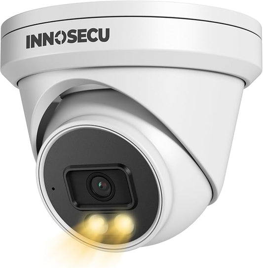 5MP PoE Camera, IP Dome Surveillance Camera Outdoor Indoor, Waterproof IP67, Smart Dual Light Color Night Vision Built-in Mic, 2.8mm Lens Wide Angle 110°, Human/Vehicle Detection, IND5GD97S