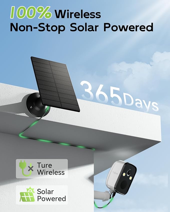 2K 5G Solar Security Cameras Wireless Outdoor 2-Pack, Wireless Cameras for Home Security with Full Color Night Vision, PIR Motion Detection/5G&2.4GHz WiFi/IP66/ Alexa/2 Way Talk