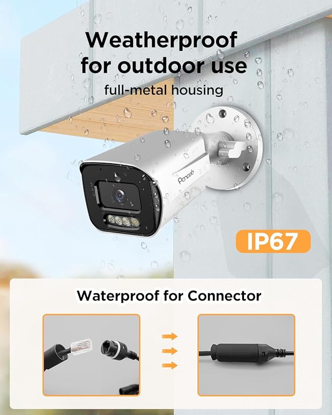 16 Channel Security Camera System 4TB HDD, H.265 16PCS 5MP PoE Commercial IP Bullet Camera, Smart Color Night Vision, 2 Way Audio Talking, AI Human Detection, Remote Access,PB65A1616-5MD