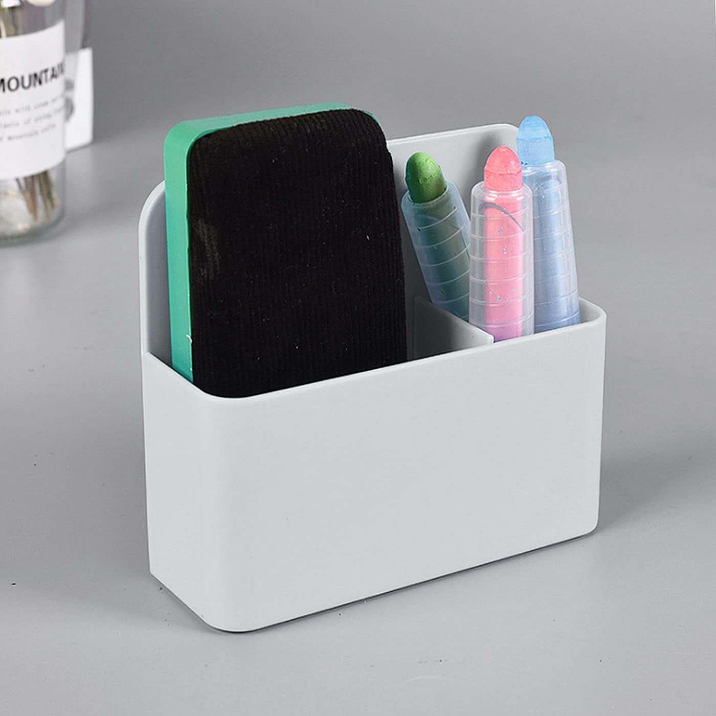 Magnetic Dry Erase Marker Holder, Magnetic Pen Marker Holder for Whiteboard, Fridge, Locker Accessories, Classroom, Office, Home, Magnet Pen Cup,1 Pack, White