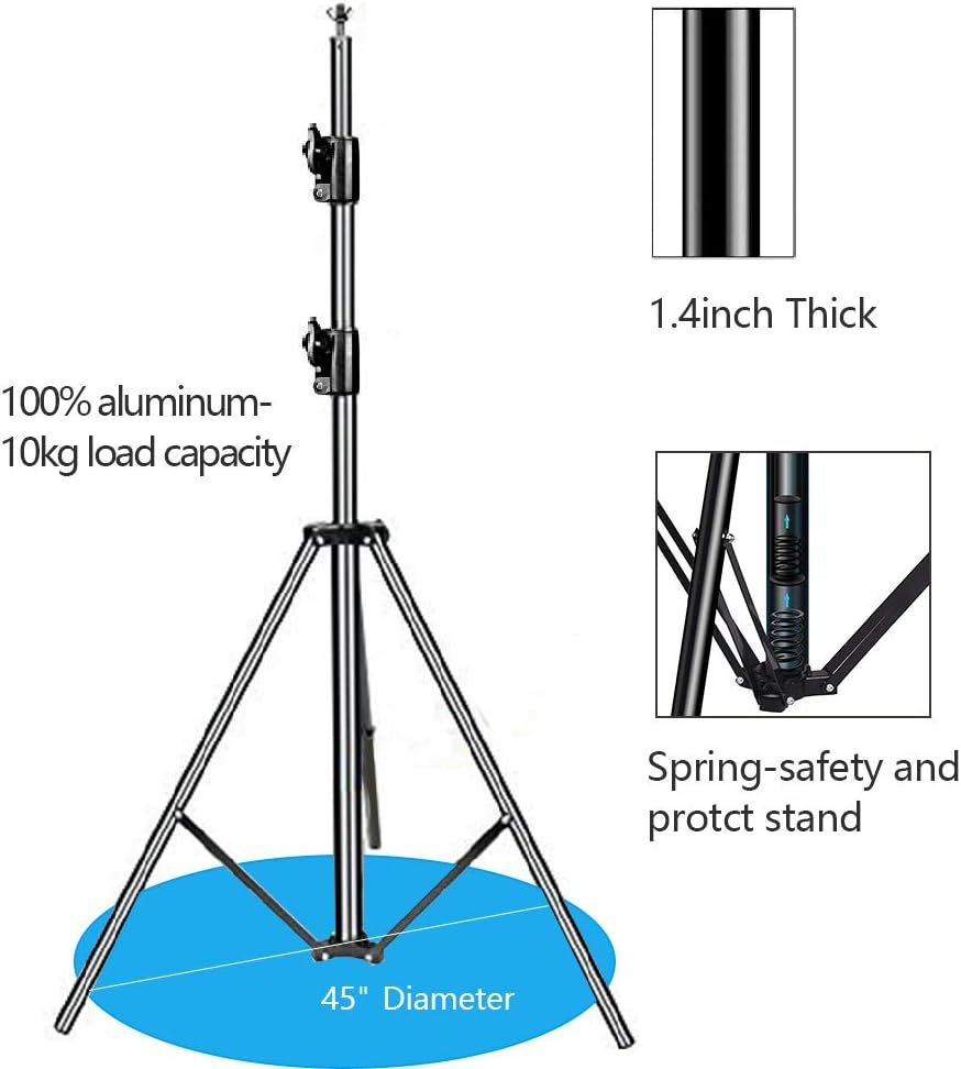 SLOW DOLPHIN Photo Video Studio 12ft (W) x 10ft (H) Heavy Duty Adjustable Photography Backdrop Stand Background Support System Kit with Carry Bag