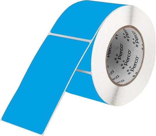 Perco Light Blue Labels 3x5 Inch 500 Stickers/Roll with Easy Peel Perforation and Strong Adhesion for Inventory Management, Color Coding, Moving Boxes, Retail, Organizing & Crafts â Made in USA