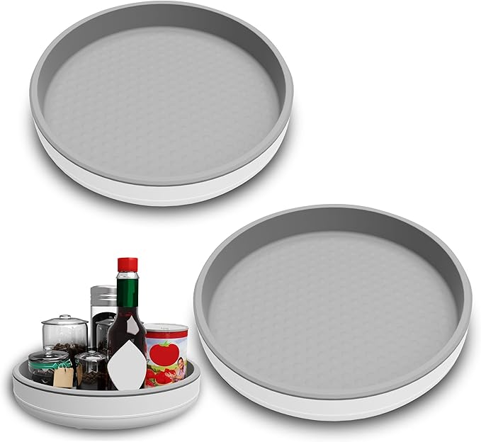 2 Pack 10 Inch Non-Skid Lazy Susan Turntable Organizers - Spinning Rack for Pantry Organization and Storage, Kitchen, Cabinet, Fridge, Bathroom Vanity, Countertop, Under Sink Organizing, Spice Rack