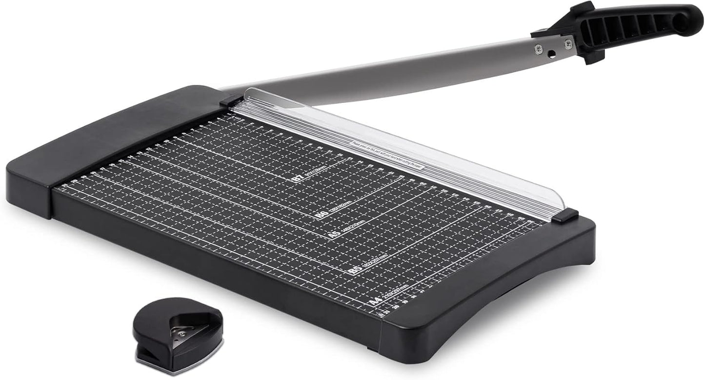 TIANSE Paper Trimmer Paper Cutter Guillotine with Safety Blade Lock 12â 8 to 12 Sheet Capacity Heavy Duty Metal Base A4 Paper Cutting Board for Home Office School